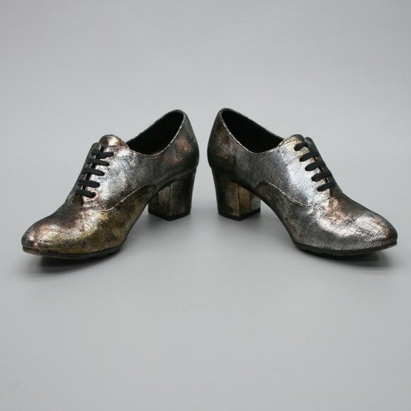 Chie Mihara 37.5 Ladies 7.5 Exito Metallic Silver Bronze Lace Shoes Pumps Heels - Picture 12 of 12